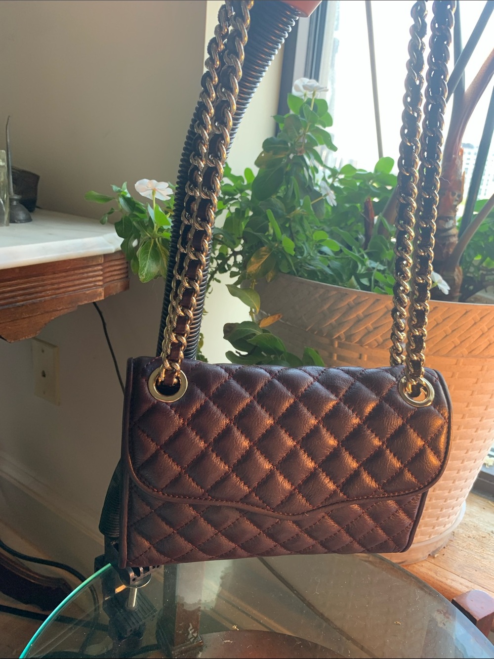 Rebecca Minkoff Burgundy Quilted Chain Shoulder Bag
